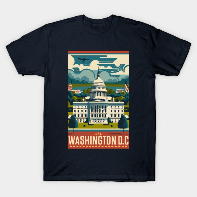 A Vintage Travel Art of Washington DC - US T-Shirt by goodoldvintage